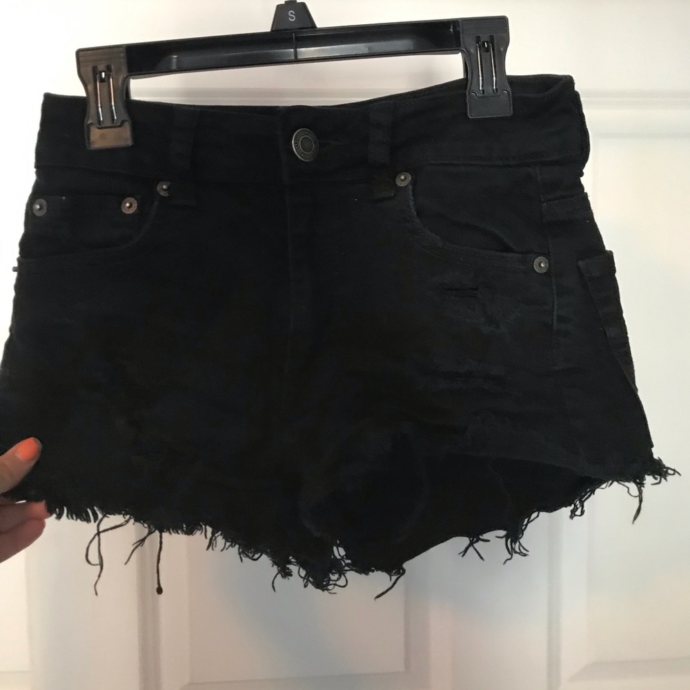 Black American Eagle High Waisted Festival Shorts